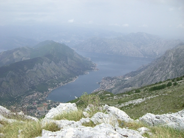 Blick vom Lovcen auf die Bucht von Kotor